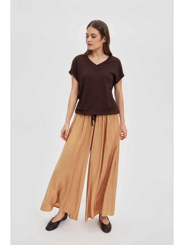 Moodo Smeđa ženska majica s vezivanjem