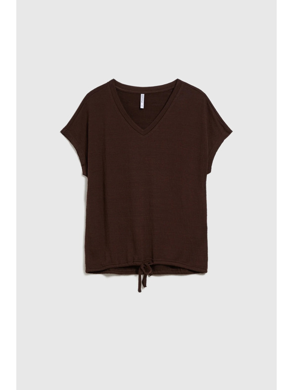 Moodo Smeđa ženska majica s vezivanjem