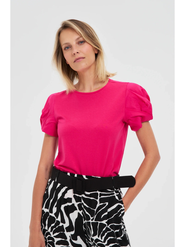 Moodo Ružičasti top s nabranim rukavima