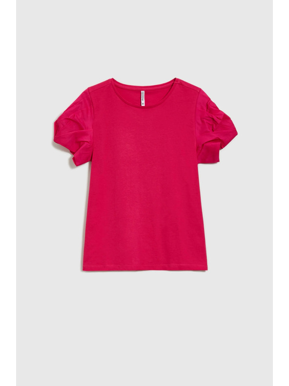 Moodo Ružičasti top s nabranim rukavima