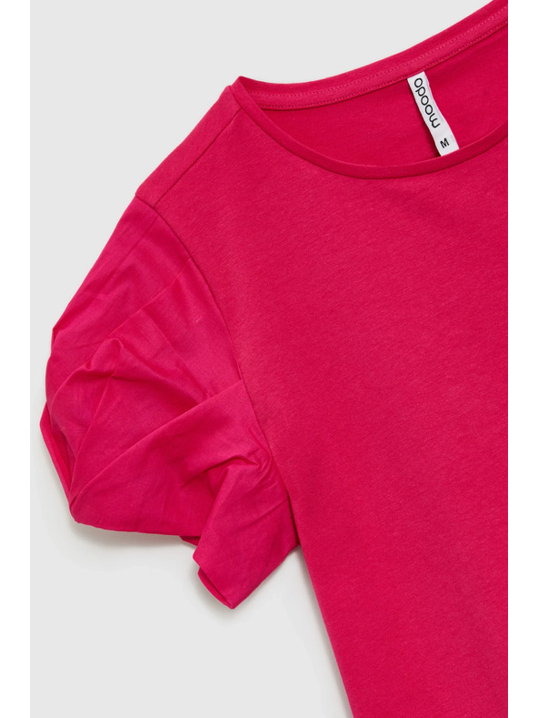 Moodo Ružičasti top s nabranim rukavima