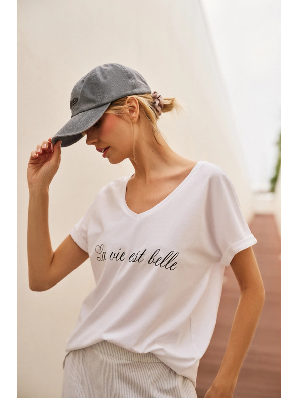 Moodo Ženska pamučna majica Moodo – bijela boja