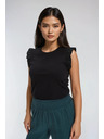 Moodo Crna pamučna ženska majica s volanima
