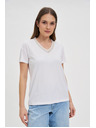 Moodo Ženska majica s ukrašenim izrezom – bijela