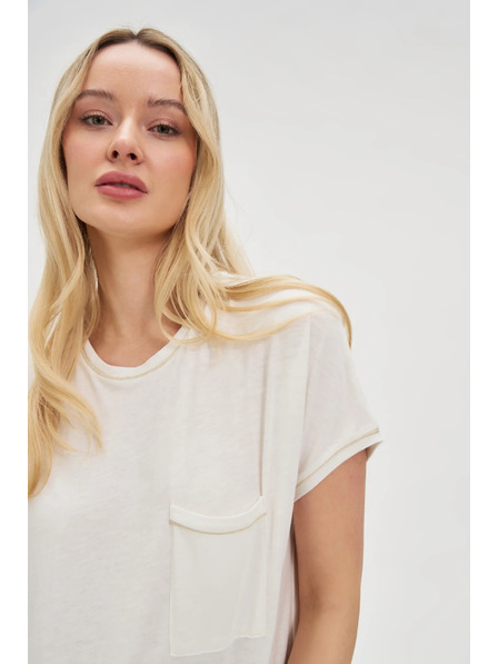 Moodo Ženski top s džepom - bijeli