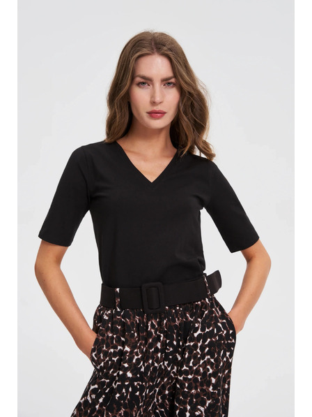 Moodo Crni basic top s 3/4 rukavima Moodo