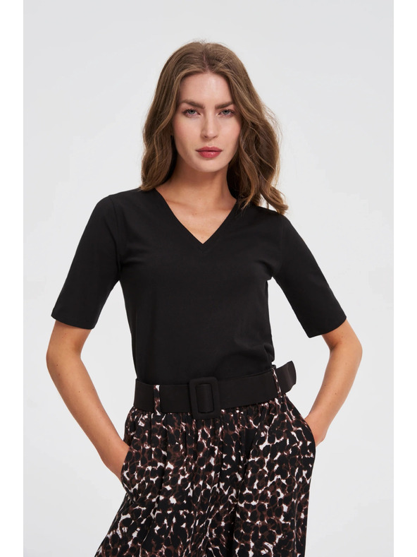 Moodo Crni basic top s 3/4 rukavima Moodo