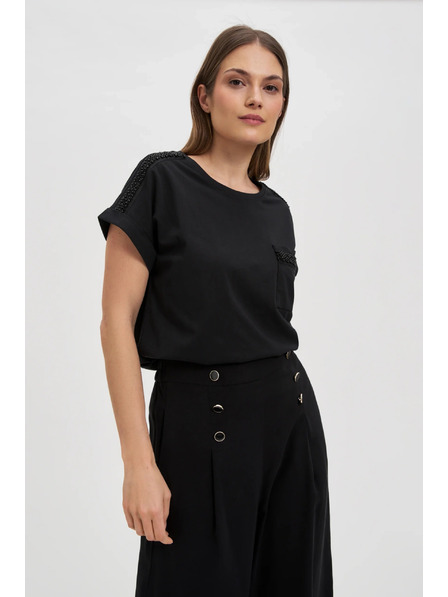 Moodo Ženska majica s perlicama Moodo – crna