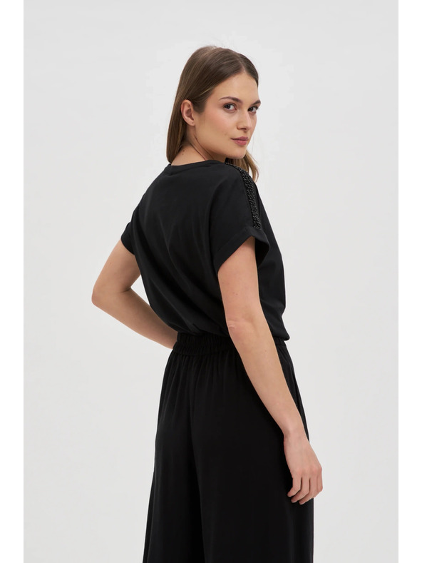 Moodo Ženska majica s perlicama Moodo – crna