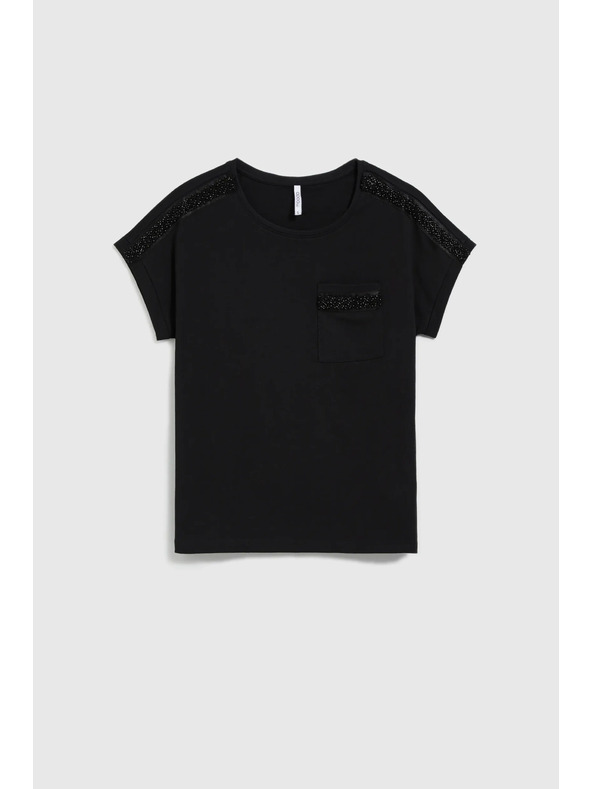 Moodo Ženska majica s perlicama Moodo – crna