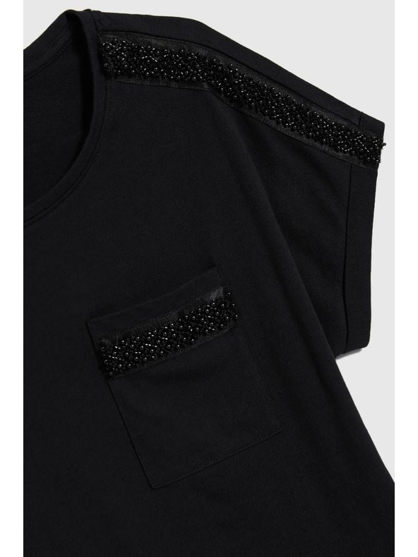 Moodo Ženska majica s perlicama Moodo – crna