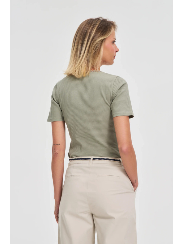 Moodo Ženska maslinasta majica s gumbima
