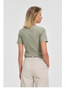 Moodo Ženska maslinasta majica s gumbima