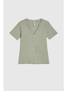 Moodo Ženska maslinasta majica s gumbima
