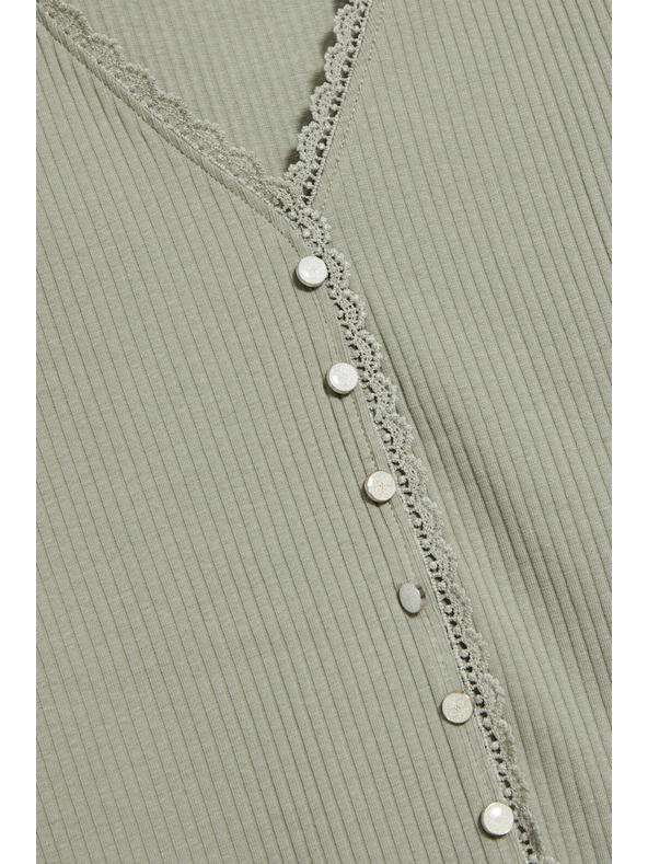 Moodo Ženska maslinasta majica s gumbima