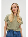 Moodo Ženski top s džepom Moodo – maslinasti