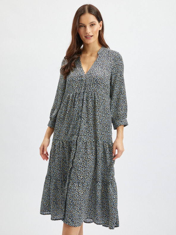 Orsay Plavo-crna ženska košulja-haljina s uzorkom ORSAY
