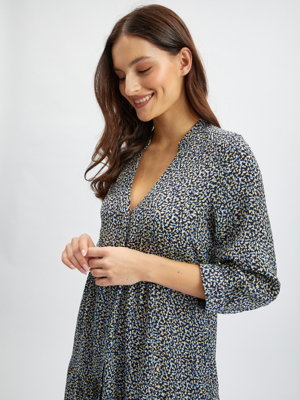 Orsay Plavo-crna ženska košulja-haljina s uzorkom ORSAY