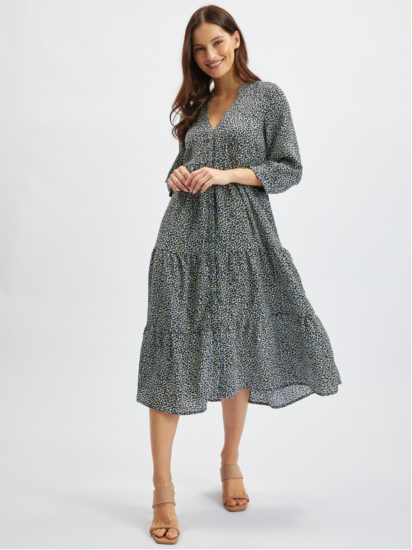 Orsay Plavo-crna ženska košulja-haljina s uzorkom ORSAY