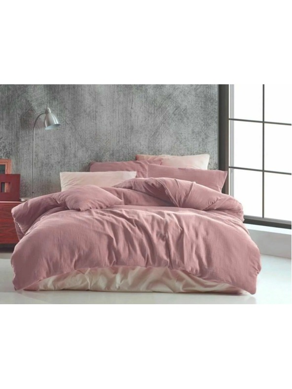 Kvalitex Produžena muslin posteljina 140x220, 70x90cm ružičasta