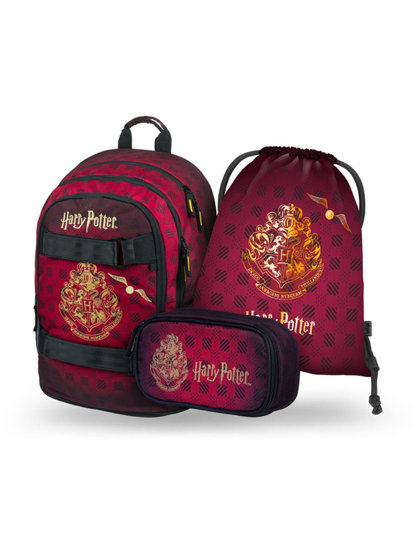 BAAGL  BAAGL SET 3 Skate Harry Potter Hogwarts bordo: ruksak, pernica, torba