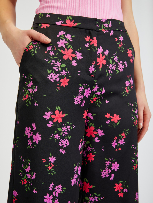 Orsay Crne ženske široke hlače cvjetnog uzorka ORSAY