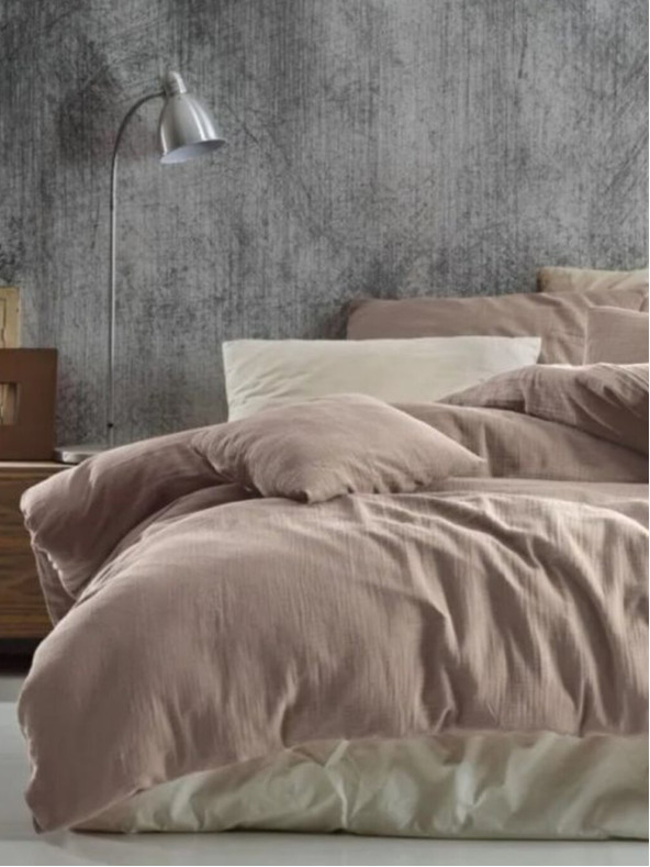 Kvalitex Produženi muslinasti posteljni komplet 140x220, 70x90 cm bež boje Kvalitex