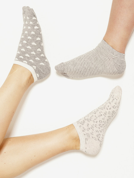 CAMAIEU ACOEURSOCKS LOT 3 Čarape HEART, prugaste UNI