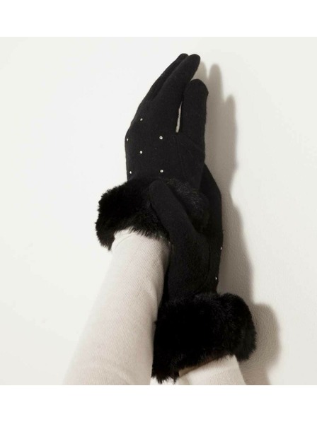 CAMAIEU AFURSTRASS rukavice ručni filc krzno gumbovi na dodir ruke