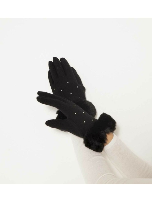 CAMAIEU AFURSTRASS rukavice ručni filc krzno gumbovi na dodir ruke