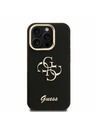 Guess Guess PU Grained 4G Logo Stand Camera Frame Stražnji poklopac za iPhone 15 Pro Max Crna
