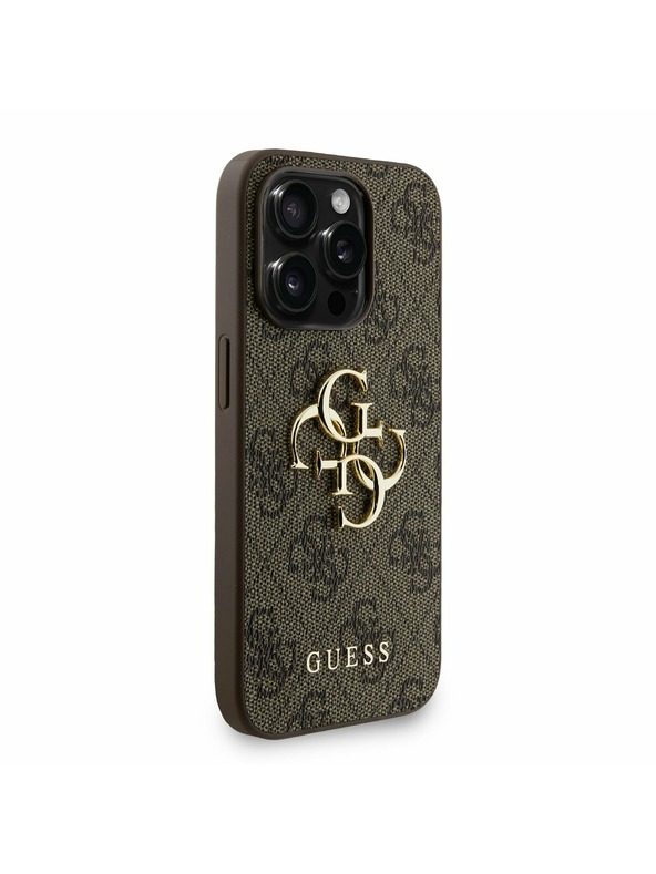 Guess Guess PU 4G Metal Logo Remen Stražnji poklopac za iPhone 15 Pro Max Smeđa