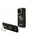 Guess Guess PU Grained 4G Logo Stand Camera Frame Stražnji poklopac za iPhone 15 Pro Crna