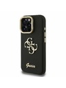 Guess Guess PU Grained 4G Logo Stand Camera Frame Stražnji poklopac za iPhone 15 Pro Crna