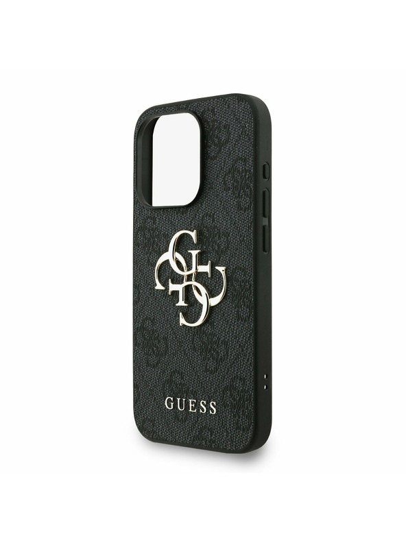 Guess Guess PU 4G Metal Logo Remen Stražnji poklopac za iPhone 15 Pro Crna