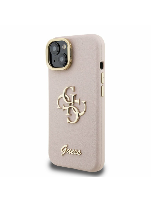 Guess Guess PU Grained 4G Logo Stand Camera Frame Stražnji poklopac za iPhone 13 Roza