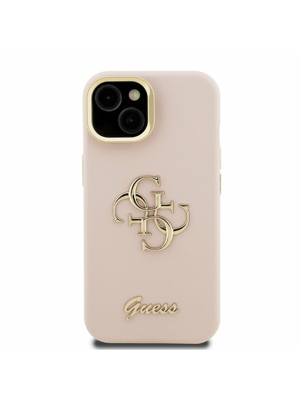 Guess Guess PU Grained 4G Logo Stand Camera Frame Stražnji poklopac za iPhone 13 Roza