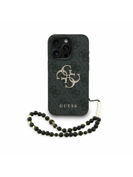 Guess Guess PU 4G Metal Logo Remen Stražnji poklopac za iPhone 15 Pro Max Crna
