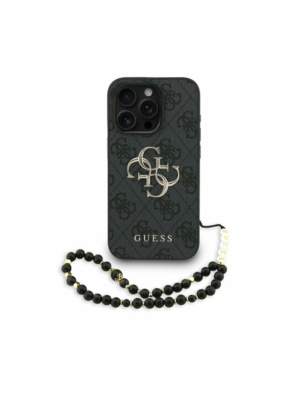 Guess Guess PU 4G Metal Logo Remen Stražnji poklopac za iPhone 15 Pro Max Crna