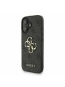 Guess Guess PU 4G Metal Logo Remen Stražnji poklopac za iPhone 16 Crna