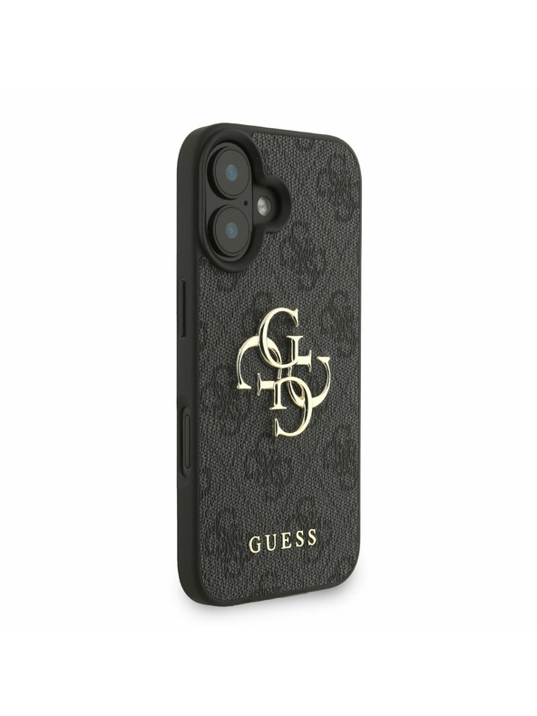 Guess Guess PU 4G Metal Logo Remen Stražnji poklopac za iPhone 16 Crna