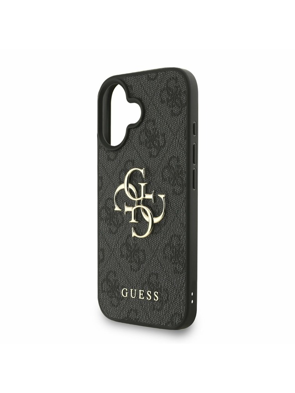 Guess Guess PU 4G Metal Logo Remen Stražnji poklopac za iPhone 16 Crna