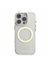 Guess Guess IML Gold Outline Stand Camera Frame MagSafe Stražnji poklopac za iPhone 16 Pro Proziran