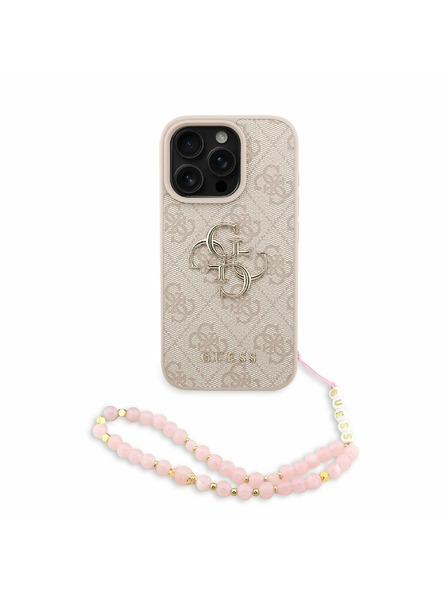 Guess Guess PU 4G Metal Logo Remen Stražnji poklopac za iPhone 16 Pro Roza