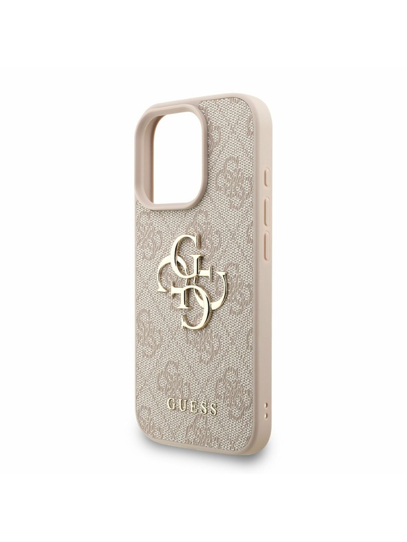 Guess Guess PU 4G Metal Logo Remen Stražnji poklopac za iPhone 16 Pro Roza
