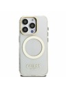 Guess Guess IML Gold Outline Stand Camera Frame MagSafe Stražnji poklopac za iPhone 15 Pro Max Proziran