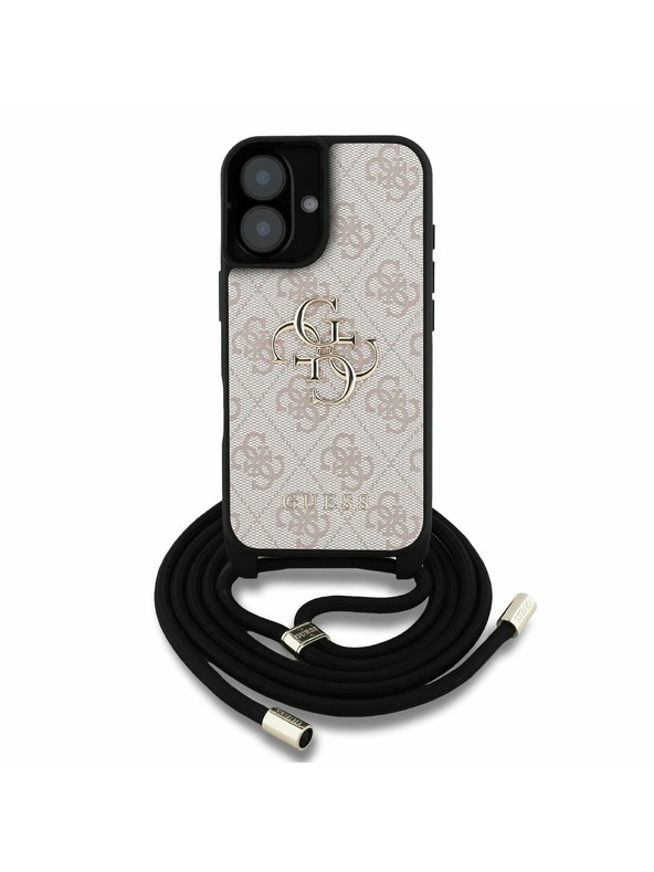 Guess Guess PU 4G Metal Logo Crossbody Remen Stražnji poklopac za iPhone 16 Roza