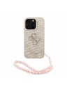 Guess Guess PU 4G Metal Logo Remen Stražnji poklopac za iPhone 16 Pro Max Roza