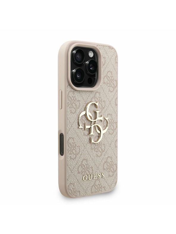 Guess Guess PU 4G Metal Logo Remen Stražnji poklopac za iPhone 16 Pro Max Roza