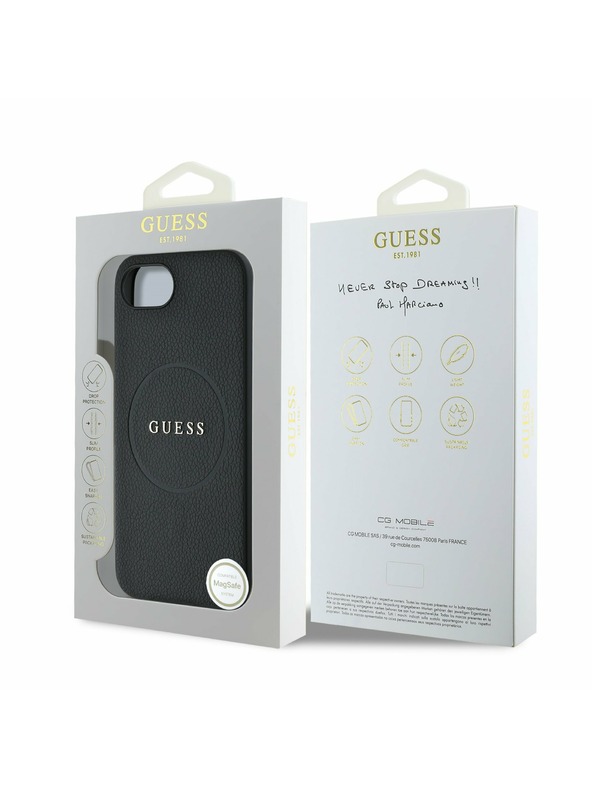 Guess Guess PU Grained Classic Logo MagSafe Stražnji Poklopac za iPhone 16e Black